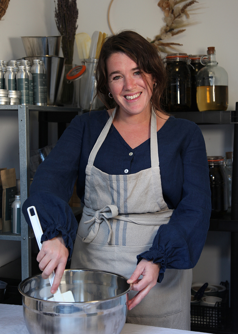 Creative Chats Ella Mclachlan, founder of Phoenix & Providence. Ella making organic seaweed skincare in her studio.