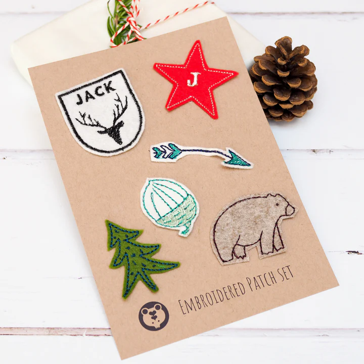 Personalised Embroidered Woodland Patch Set by Pineandbear